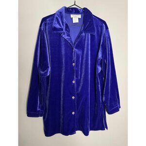 DVF Diane Von Furstenberg Purple Button Up Shirt Size  L Long Sleeve Cabincore